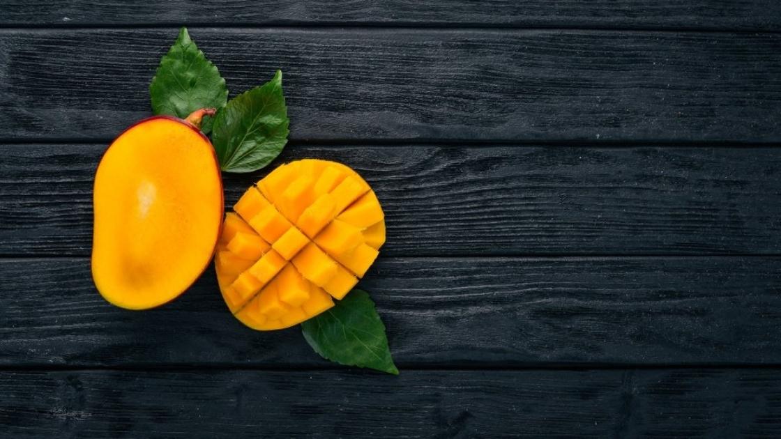 Origins - what is myrcene mangos on black background